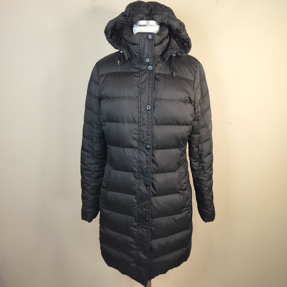 Lands' End Down Puffer Coat Hooded Insulated Black Winter